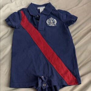 Polo by Ralph Lauren Navy One-Piece with Red Diagonal Stripe